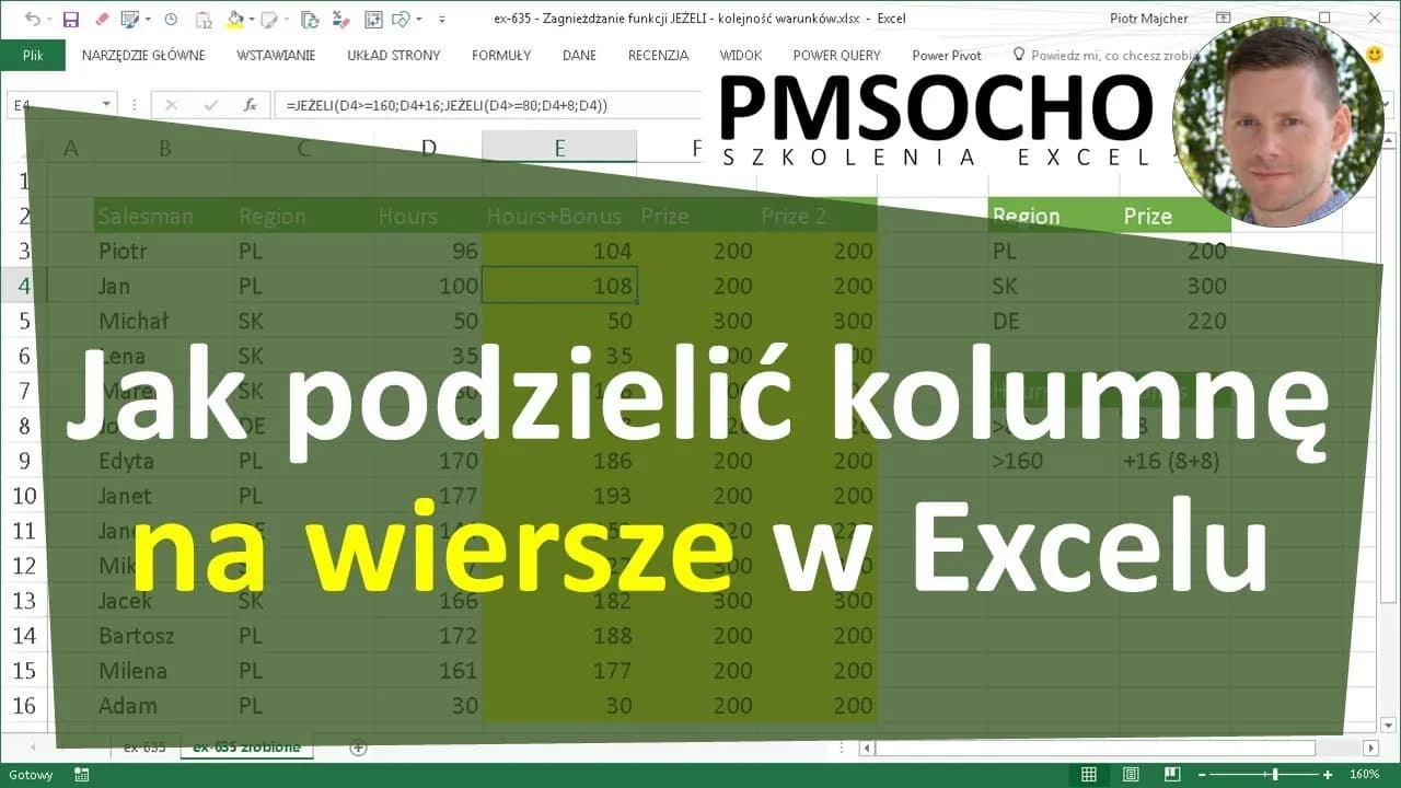 Jak podzielić wiersz w Excelu i poprawić czytelność tekstu